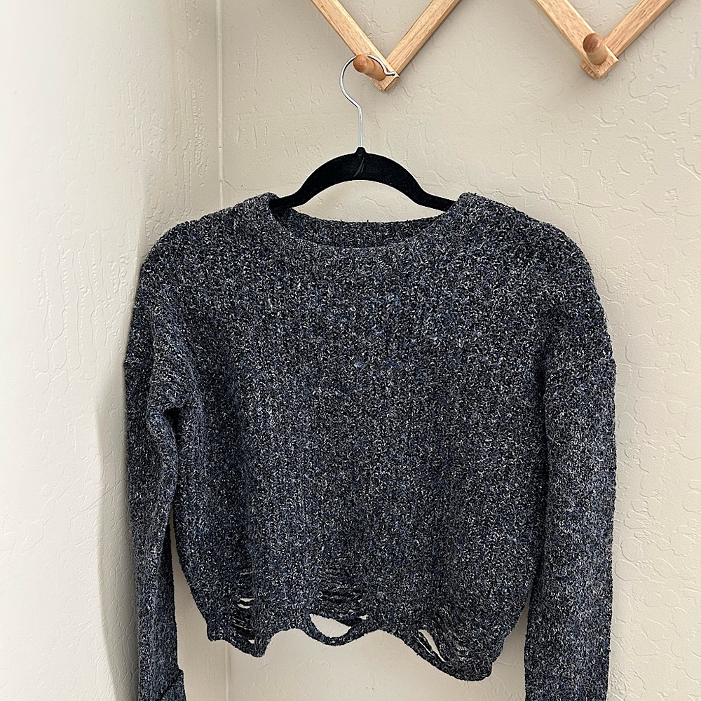 Navy Cropped Sweater